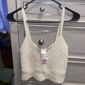 Netted Creme Colored Tank Top